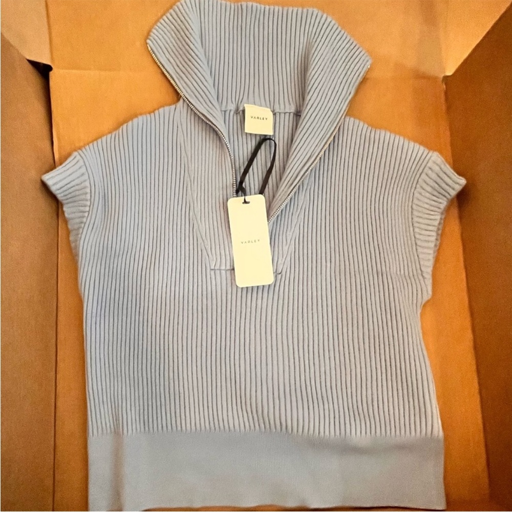 NWT Varley Rory Half zip knit - Ashley Blue -XS - Picture 9 of 11
